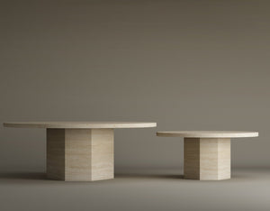 Desert Serenity Travertine Coffee Table – Earthy, Sculptural Stone Table with a Soft Honed Finish