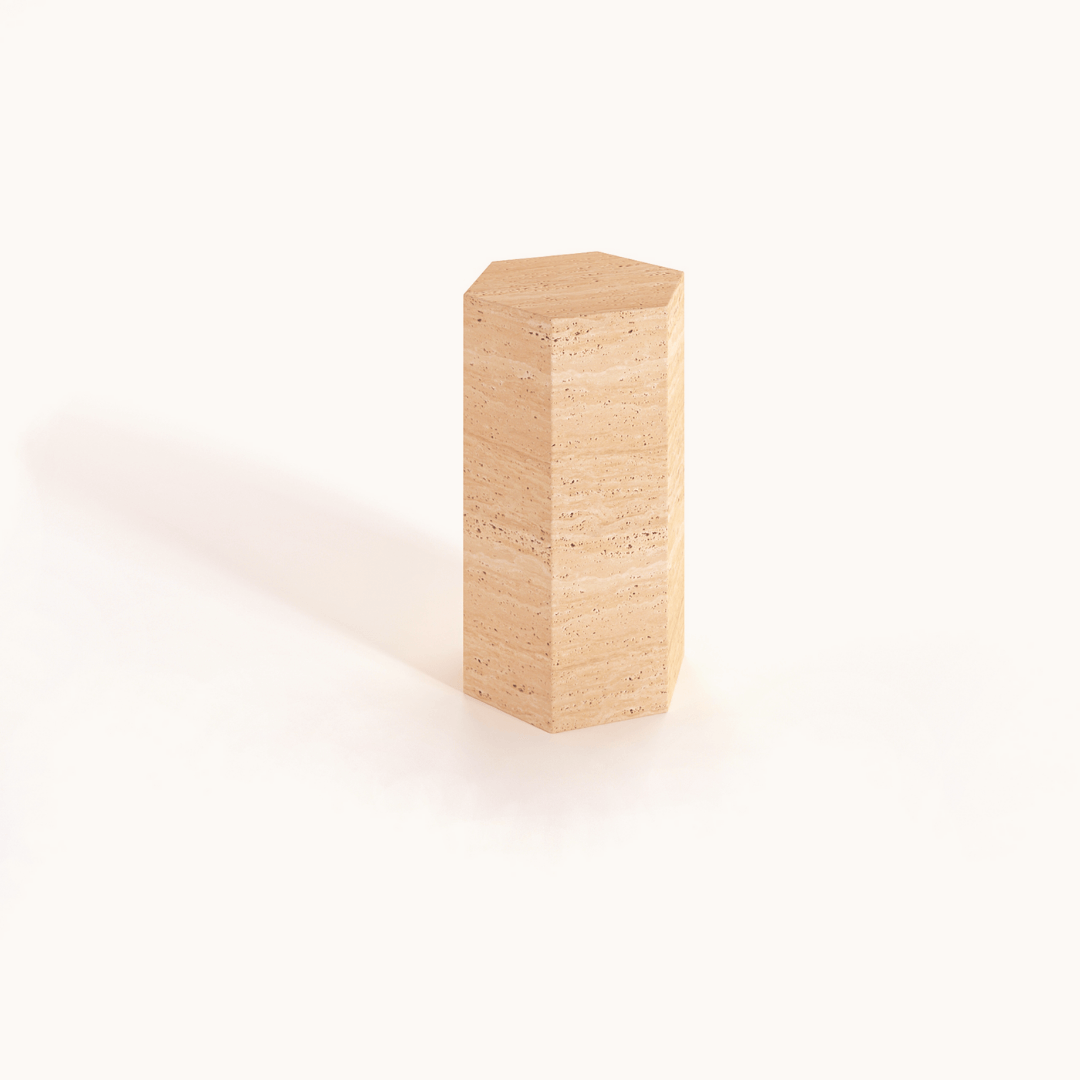 Unique Design Travertine Pedestal with Geometrical Shapes