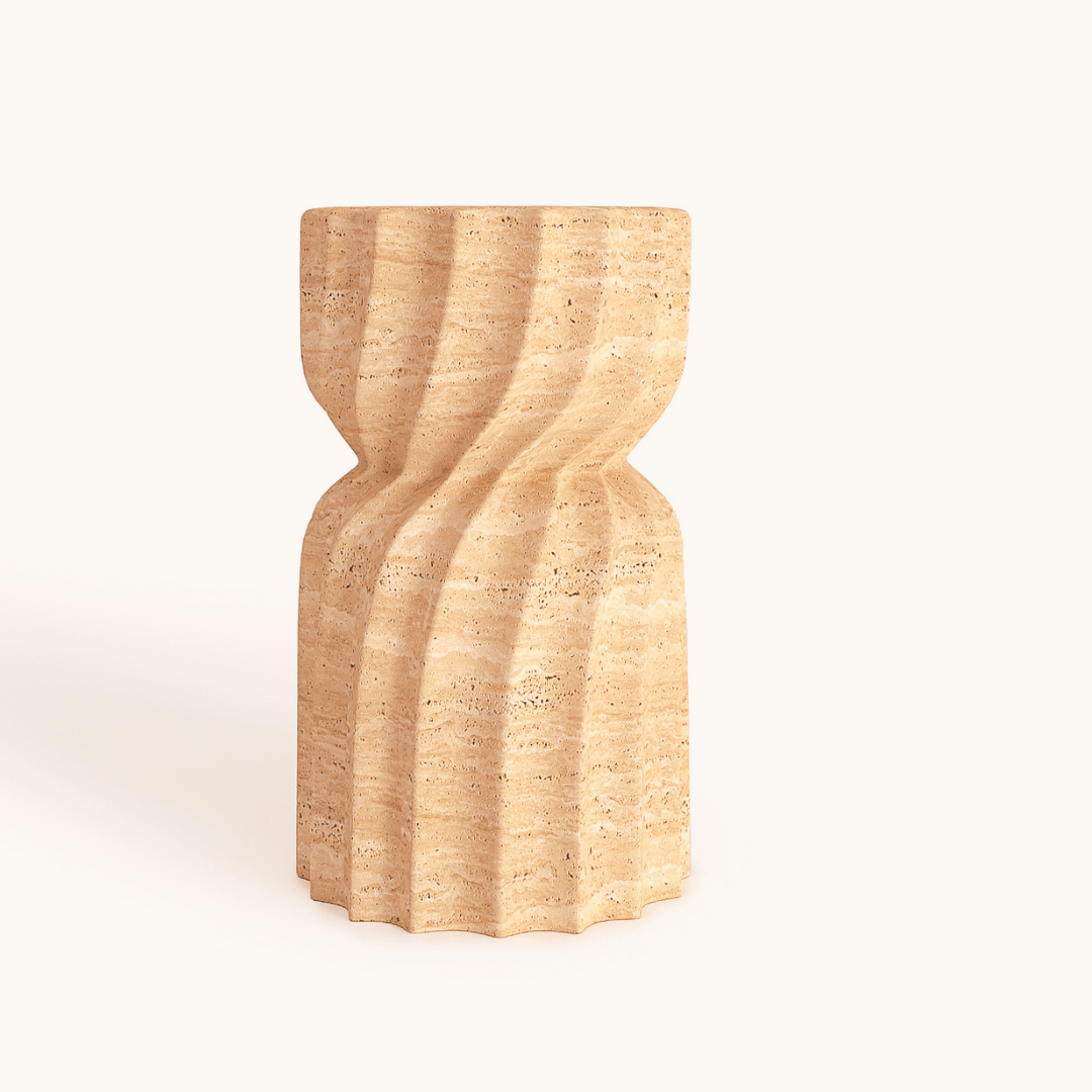 Elegant Handcrafted Travertine Pedestal with Polished Finish