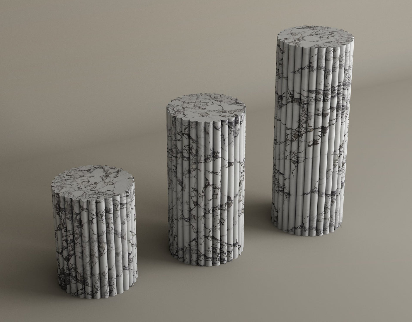 Pillar Trio Calacatta Viola Marble Set