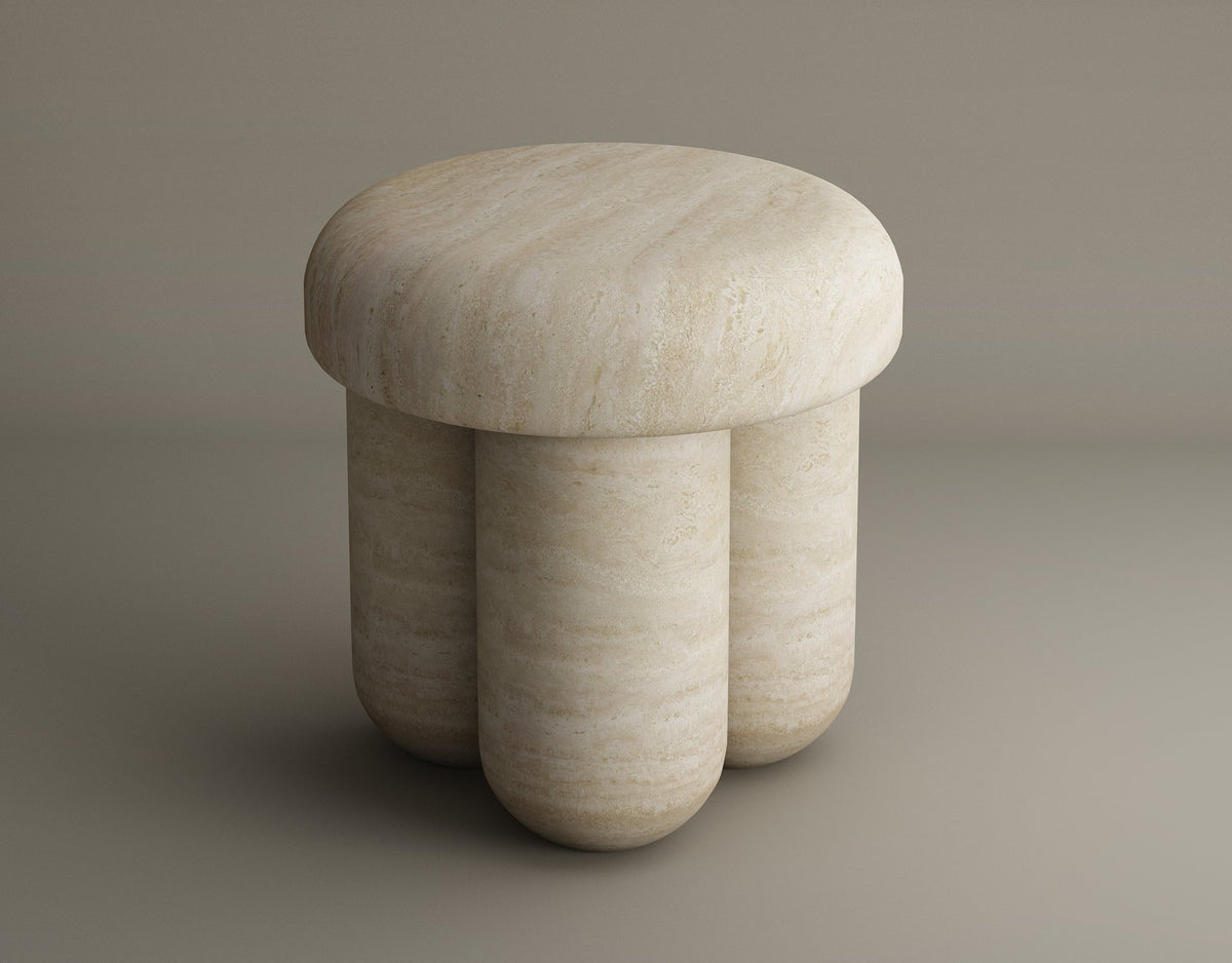 Travertine Elegance Accent Table – Classic and Timeless Natural Stone End Table
