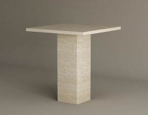 Monolith Elegance Travertine Side Table – Solid Block Design with Minimalist Refinement
