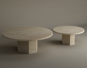 Desert Serenity Travertine Coffee Table – Earthy, Sculptural Stone Table with a Soft Honed Finish