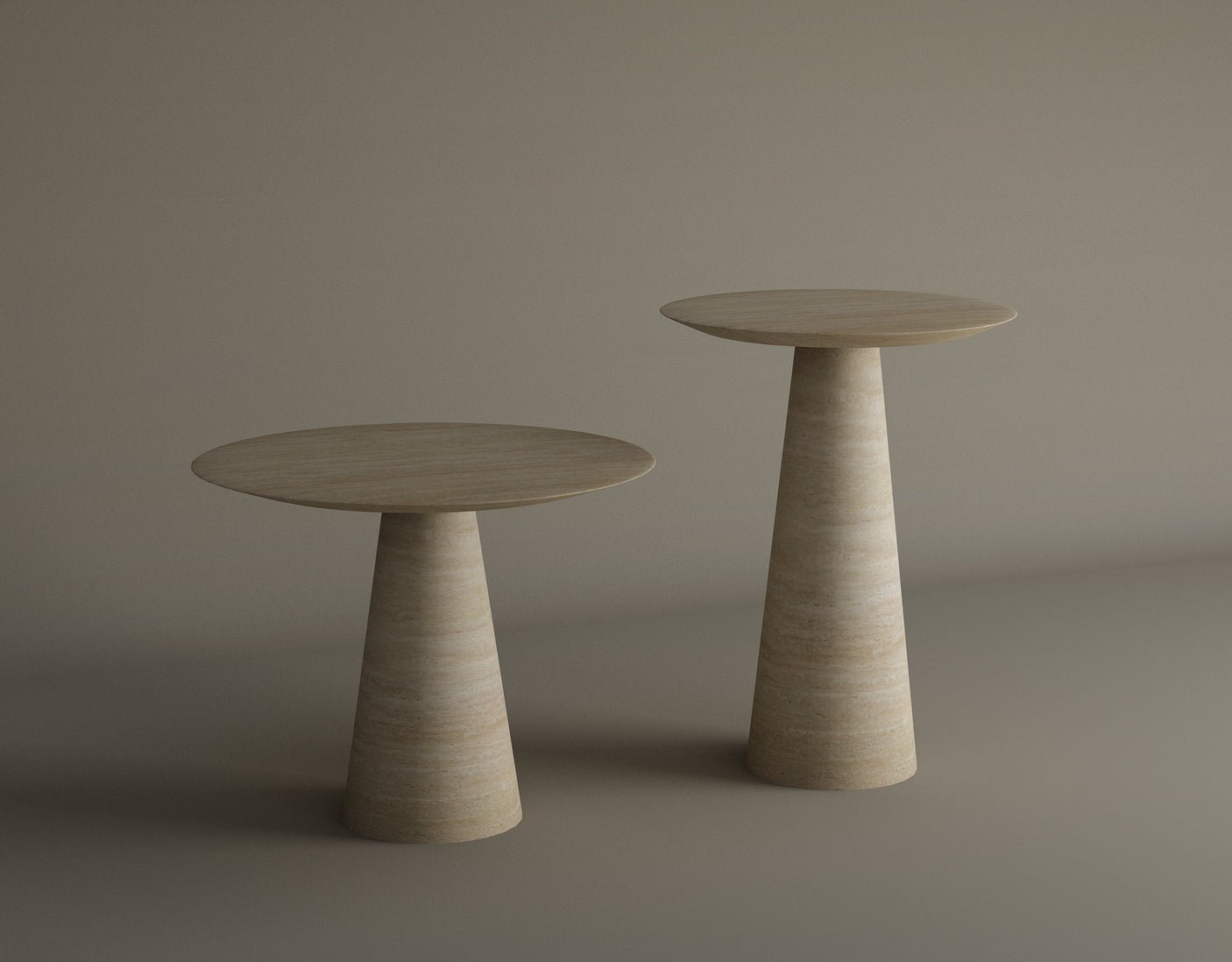 Twin Pillars Travertine Side Table Set – Architectural Balance in Natural Stone