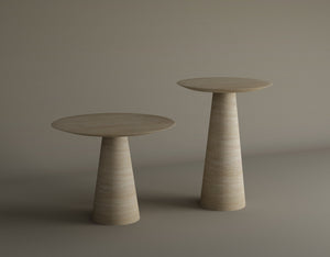 Twin Pillars Travertine Side Table Set – Architectural Balance in Natural Stone