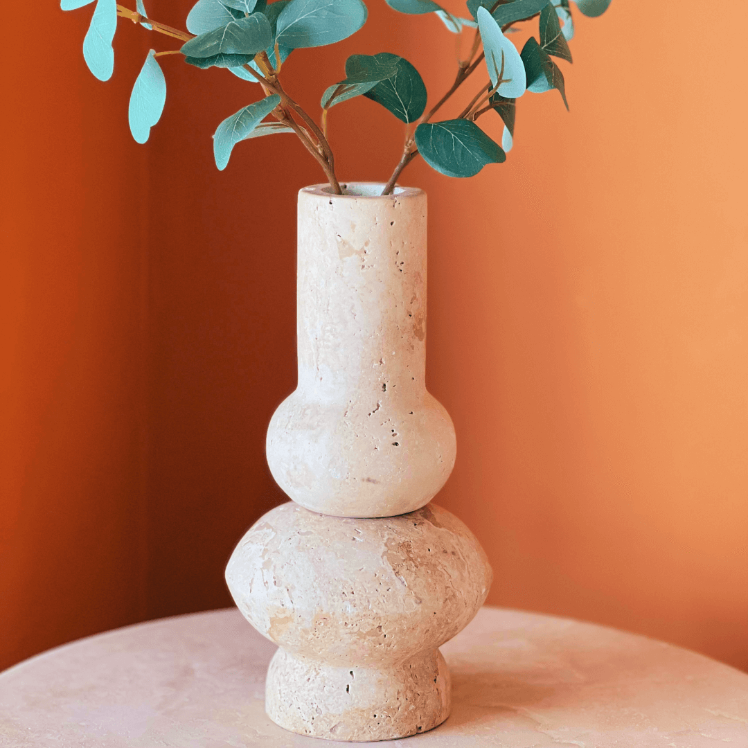 Minimalist Beige Travertine Vase