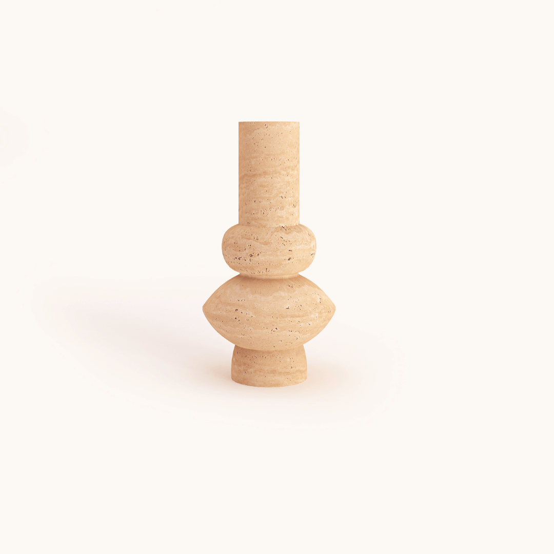 Minimalist Beige Travertine Vase