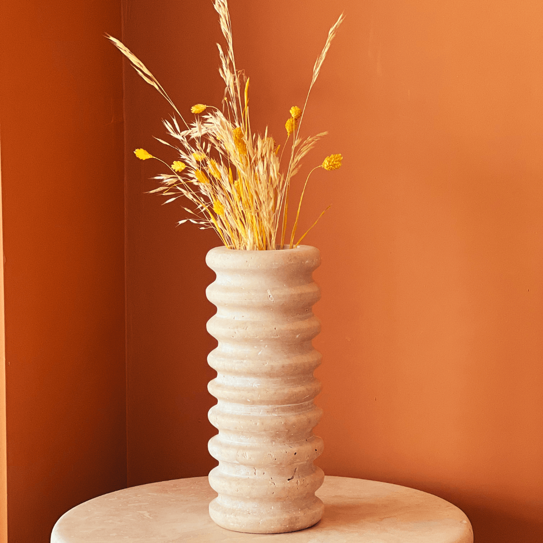 Natural Beauty Oval Travertine Vase