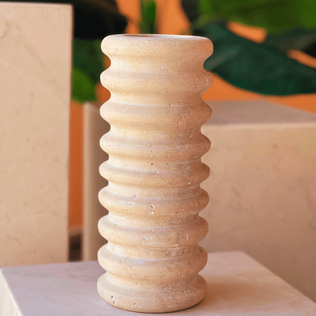 Natural Beauty Oval Travertine Vase