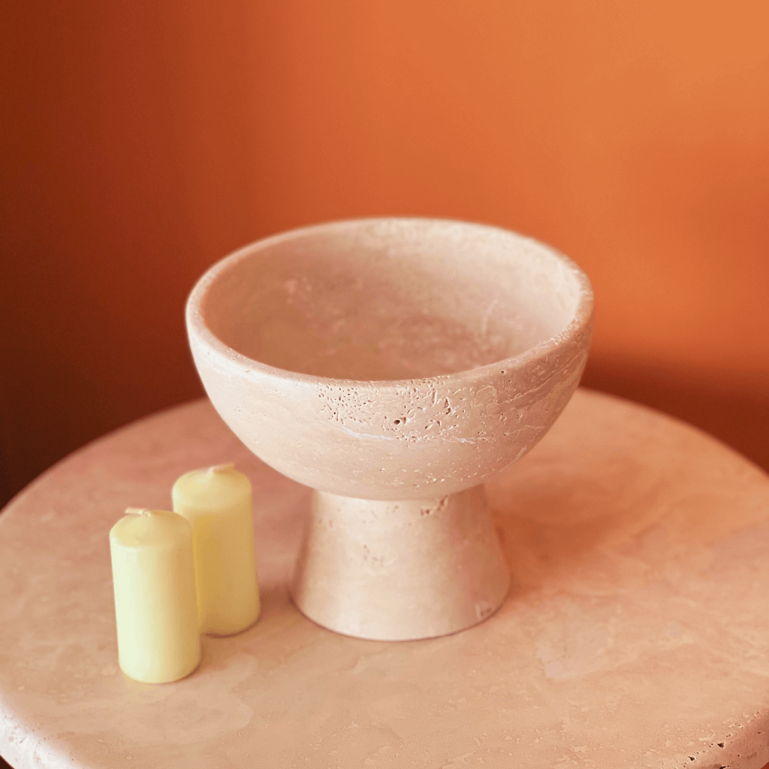 Sleek Modern Travertine Marble Bowl