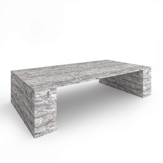 Silver Travertine Modern Travertine Centerpiece Table