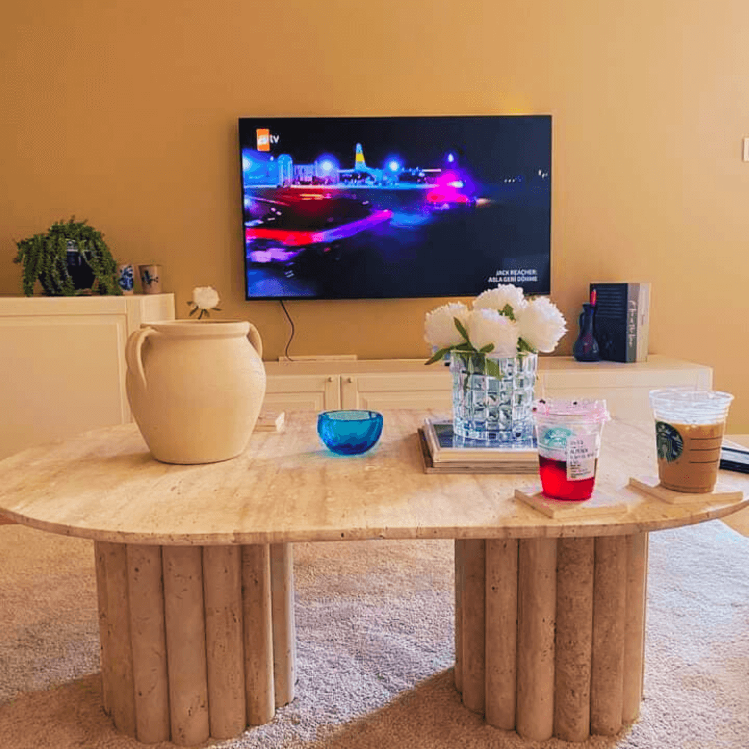 Handcrafted Italian Travertine Coffee Table