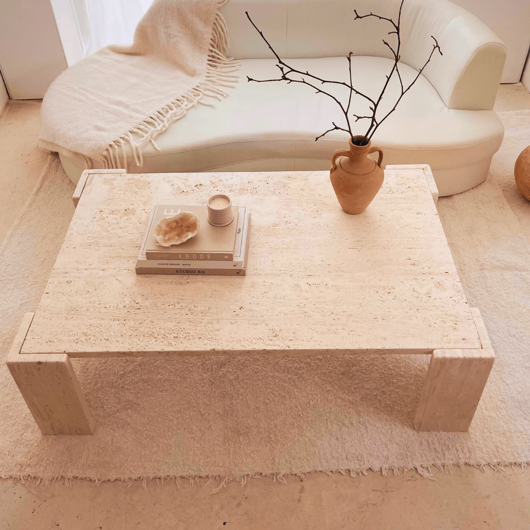 Modern Rustic Travertine Centerpiece Table