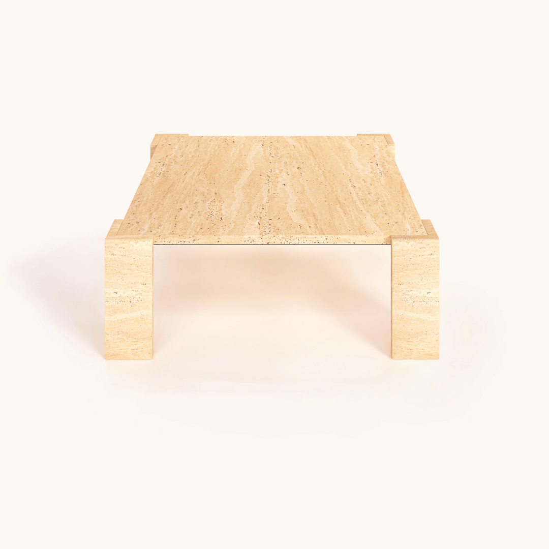 Modern Rustic Travertine Centerpiece Table