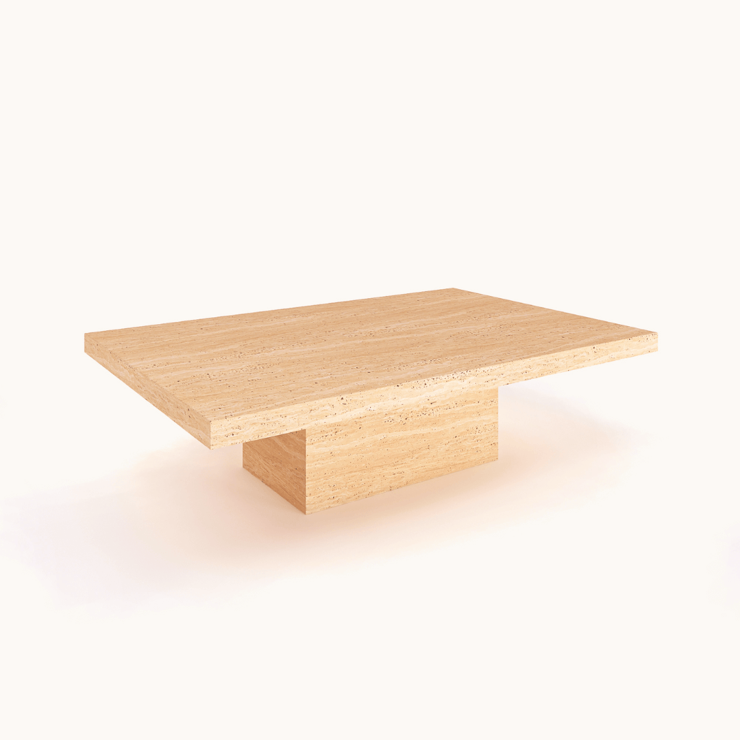 Minimalist Travertine Accent Coffee Table