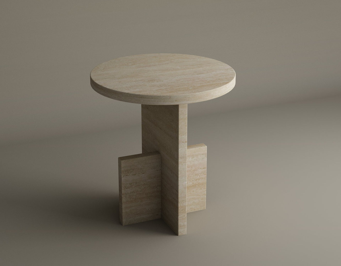 Travertine Scepter Side Table – Unique Architectural Form in Honed Travertine