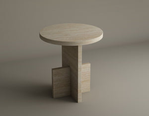 Travertine Scepter Side Table – Unique Architectural Form in Honed Travertine