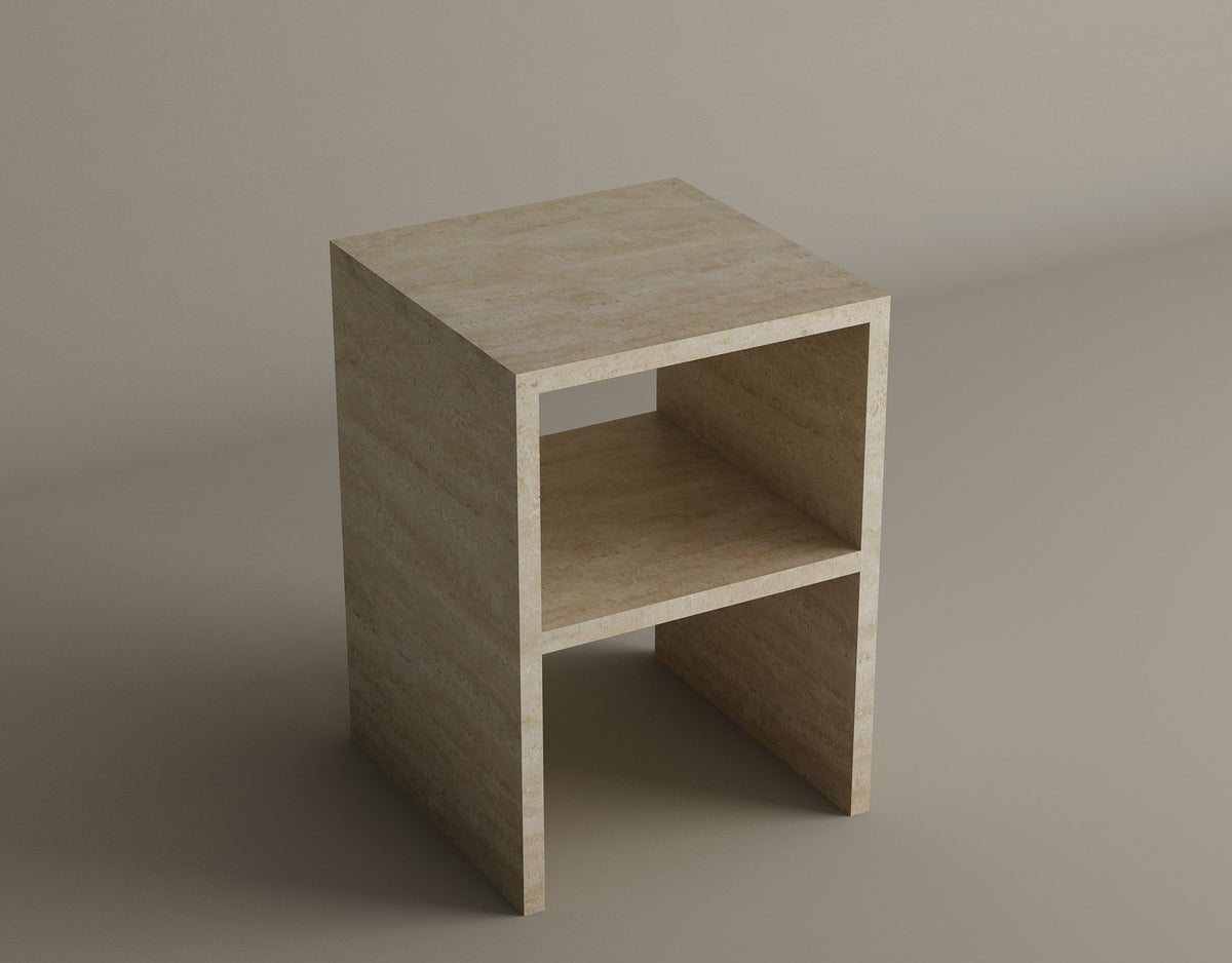Terra Firma Travertine End Table – Solid Handcrafted Natural Stone for Modern Interiors