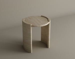 Travertine Arc Table – Curved Minimalist Design in Solid Travertine Stone