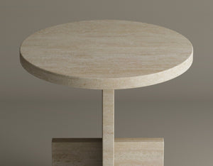Travertine Scepter Side Table – Unique Architectural Form in Honed Travertine
