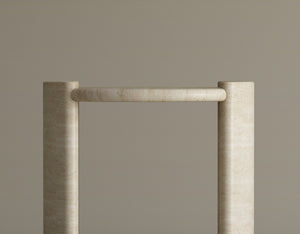 Travertine Arc Table – Curved Minimalist Design in Solid Travertine Stone
