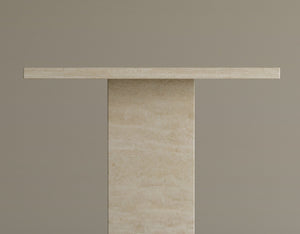 Monolith Elegance Travertine Side Table – Solid Block Design with Minimalist Refinement