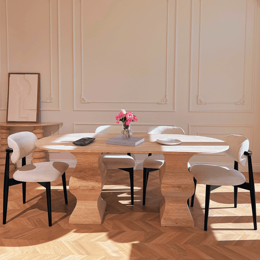 The Serpentine Travertine Dining Table