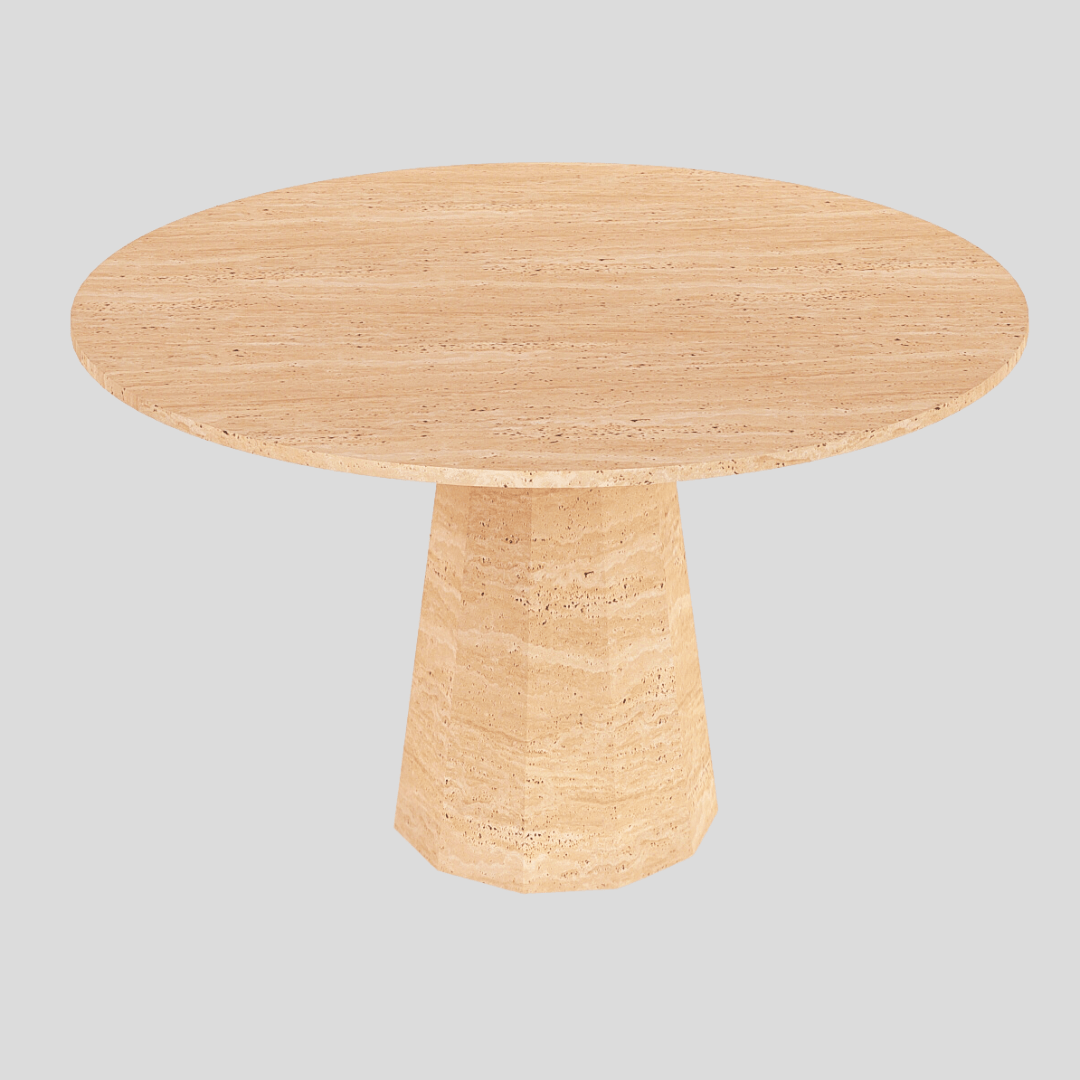 The Apex Round Travertine Dining Table