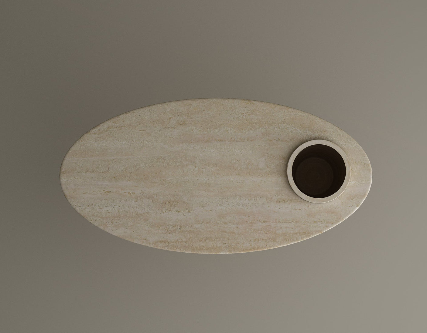 Versatile Travertine Office and Dining Table with Built-in Vase