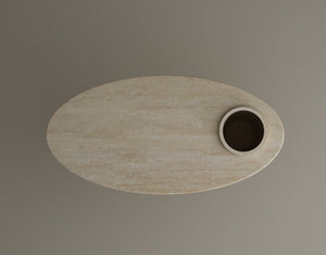 Versatile Travertine Office and Dining Table with Built-in Vase