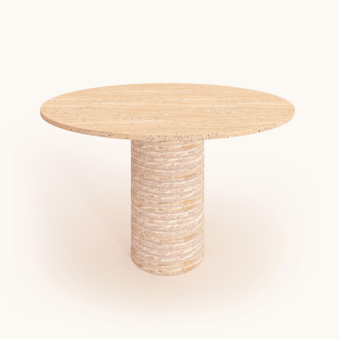 The Rustic Round Travertine Dining Table