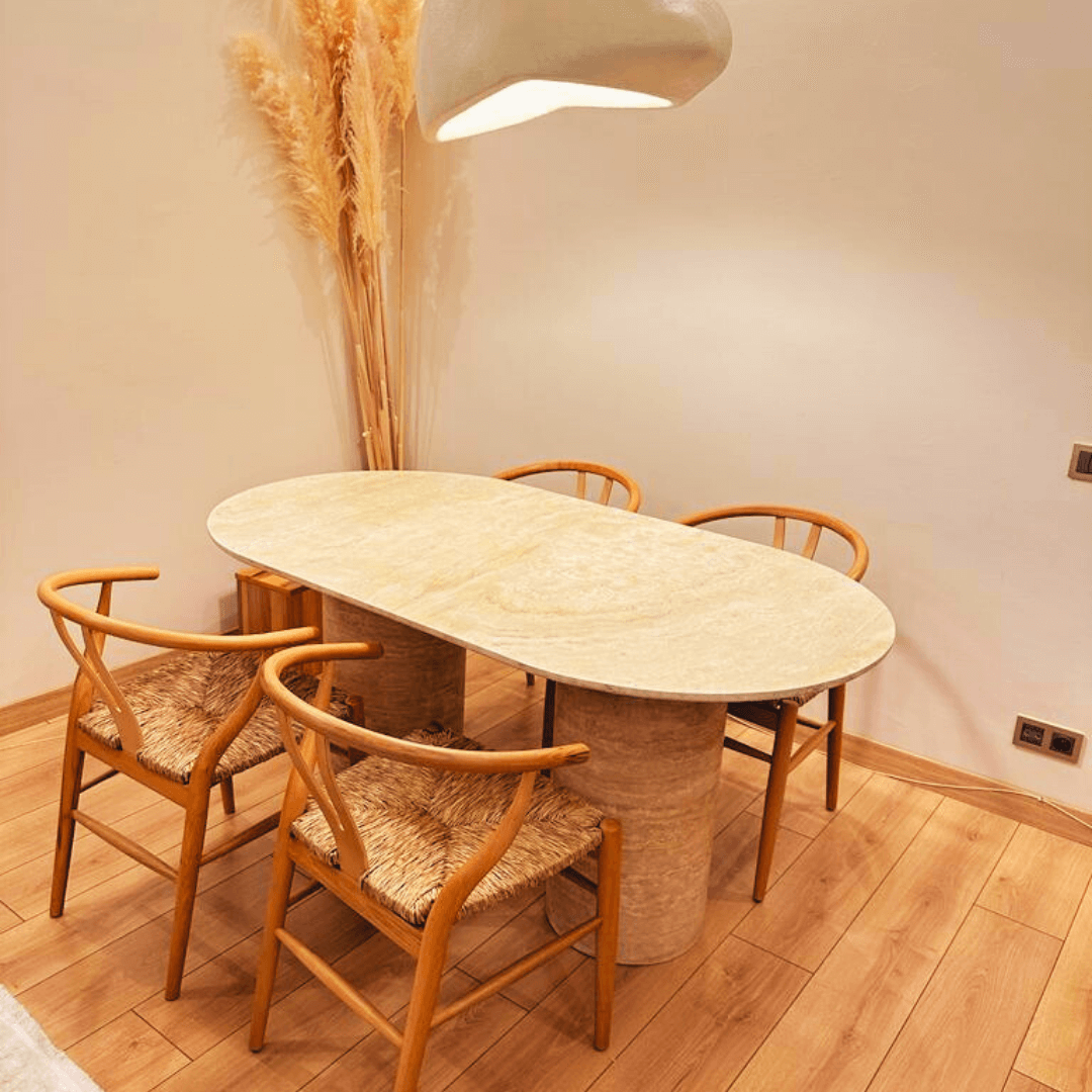 The Monarch Travertine Dining Table