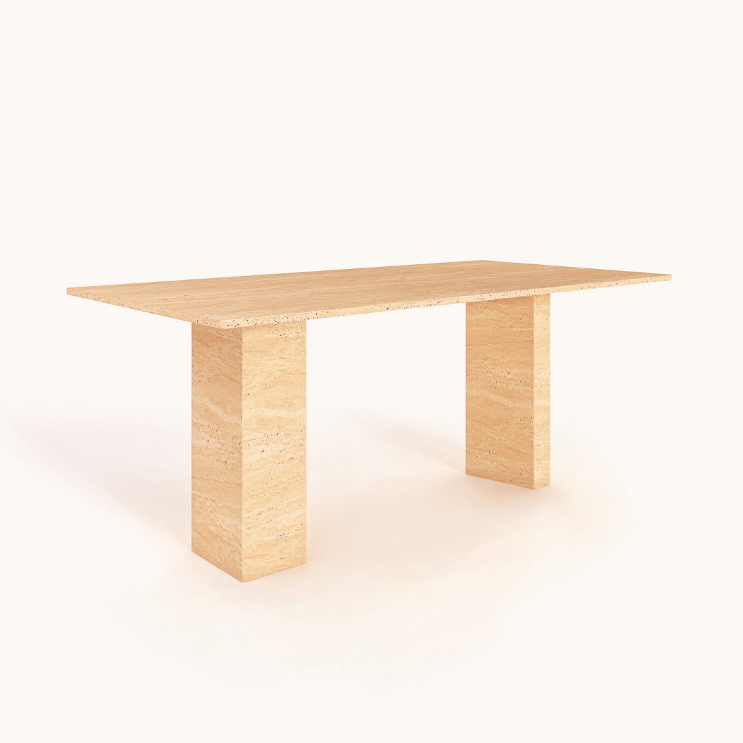 The Regal Rectangular Travertine Dining Table