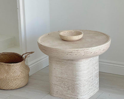 Elegant Travertine End Table for Modern Living Rooms
