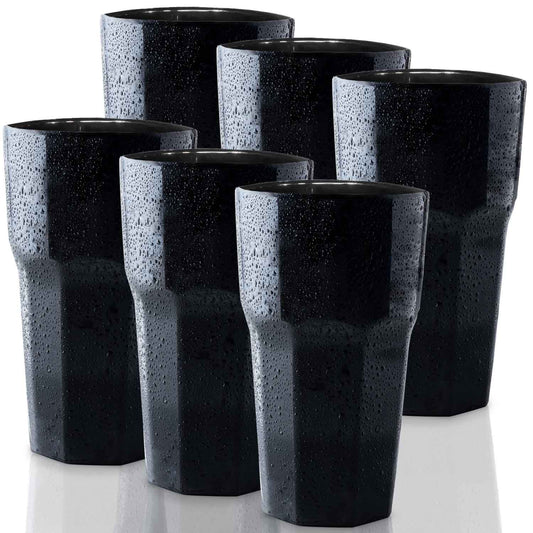 Unbreakable Drinking Glasses - Reusable Drinkware - Juice & Cocktail & Party-11 Oz, BLACK