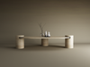 Oval Travertine Coffee Table with Cylindrical Base