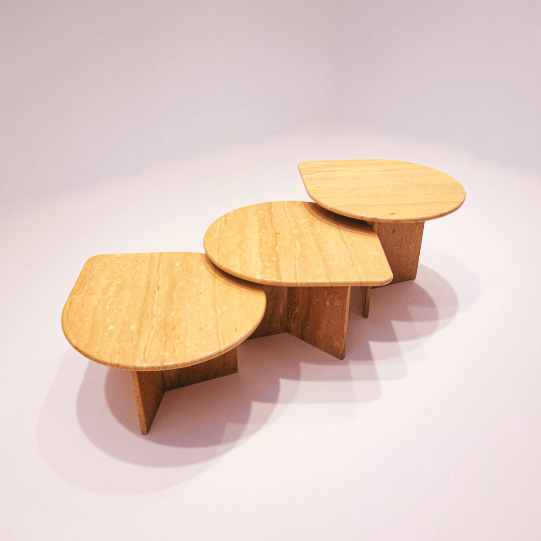 Close-up of Travertine Coffee Table Showcasing Soft Natural Contours