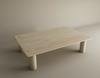 Rectangular Travertine Coffee Table with Solid Cylindrical Base