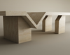 Architectural Travertine Coffee Table with Sculptural Base