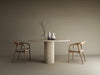 Round Travertine Dining Table with Fluted Round Center Base