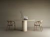 Round Travertine Dining Table with Cylindrical Center Base