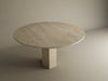 Round Travertine Dining Table with Hexagonal Center Base
