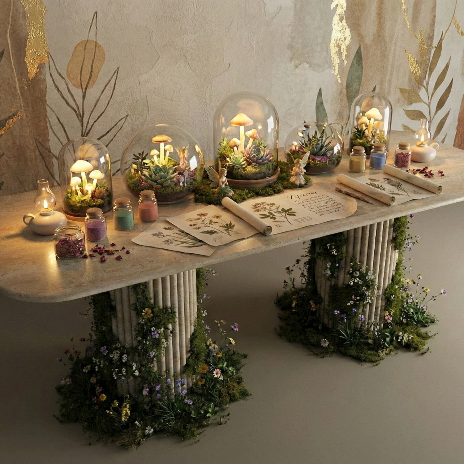 Rectangular Travertine Dining Table with Vertical Groove Base