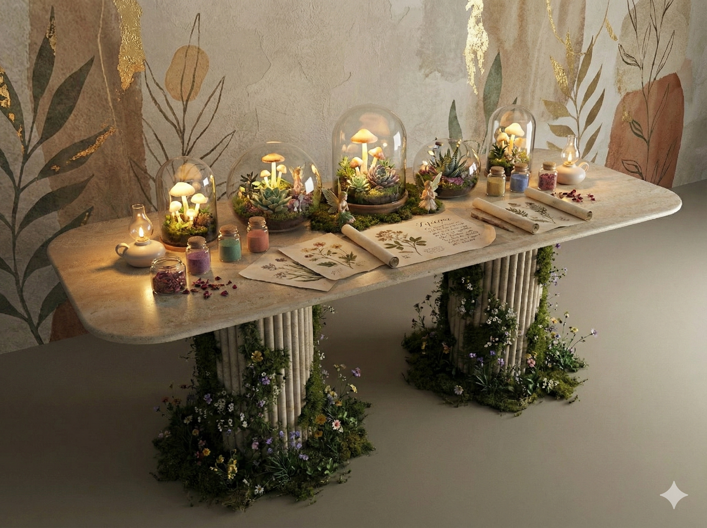 Rectangular Travertine Dining Table with Vertical Groove Base