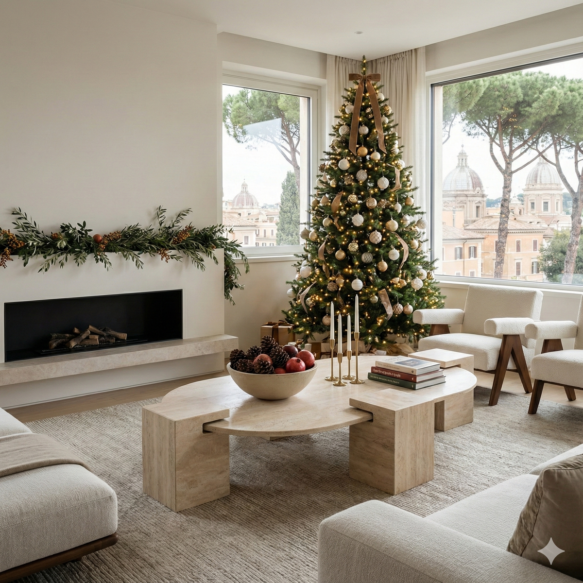 Oval Travertine Coffee Table with Square Base
