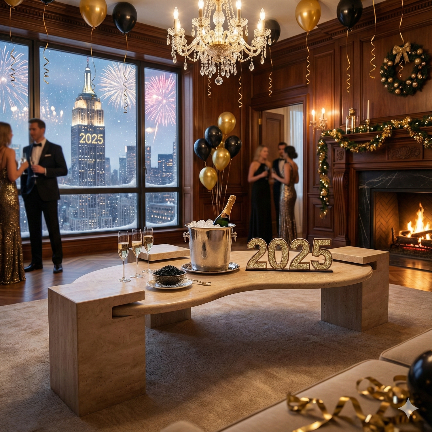 Wavy Travertine Coffee Table with Square Base