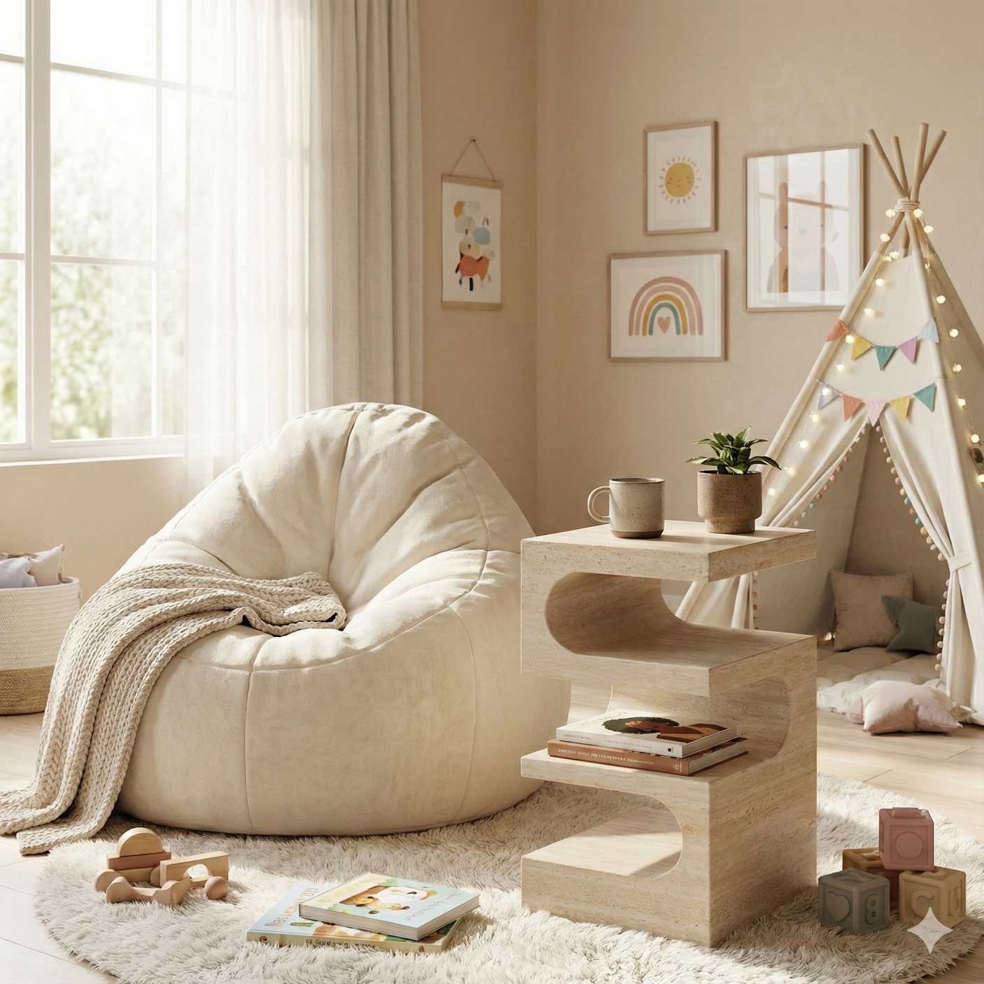 Serenity Block Travertine Table – A Multifaceted Natural Stone Marvel