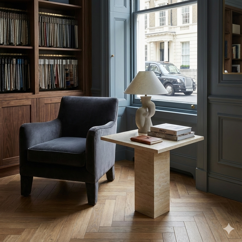 Monolith Elegance Travertine Side Table – Solid Block Design with Minimalist Refinement