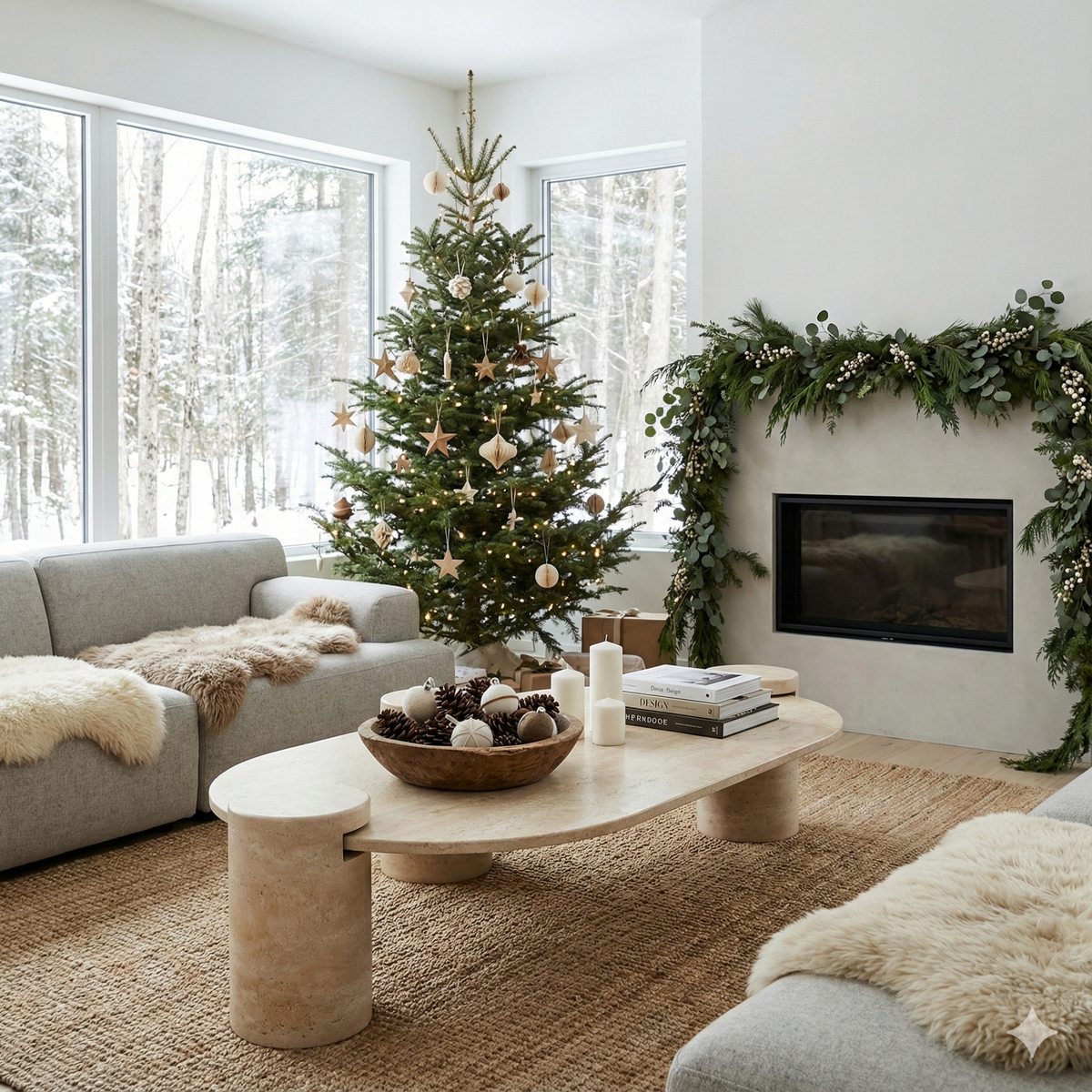 Oval Travertine Coffee Table with Cylindrical Base