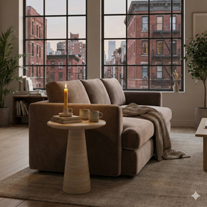 Tavolino Pietra Travertine Column Table – Classic European-Inspired Stone Design